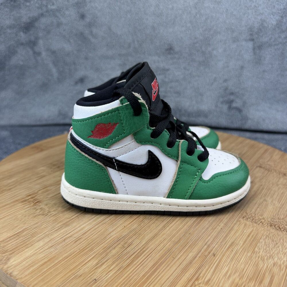 Jordan Air Jordan 1 Mid SE Shoes Toddler Size 7C Green White Sneakers CU0450-300
